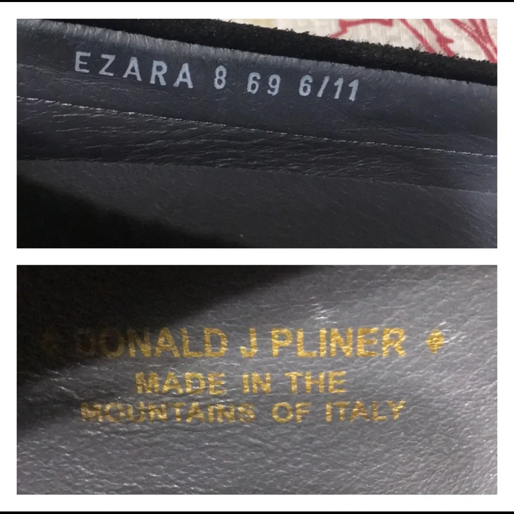 Donald J Pliner Ezara Italy Black Suede Leather Slip On Flat Boat Shoes Womens 8